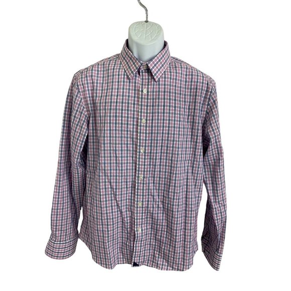 UNTUCKit Men’s Button Up Shirt Sz M Blue Red Plaid Long-Sleeve Wrinkle Free - Picture 1 of 6